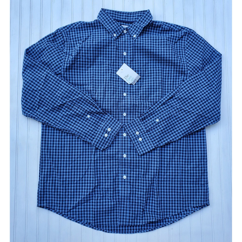 Croft & Barrow Mens XL Blue Gingham Easy Care Long Sleeve Button Down Shirt NEW